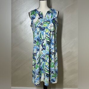 J.McLaughlin Size M Stretch Sleeveless  Tropical Bird Midi Dress
